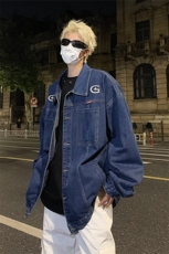 男装牛仔外套2026秋几何图案印花男生翻领夹克XZ514-2-N108-P88，男装工装外套，星座514-2(原B239)