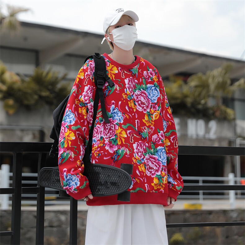 B203常规圆领大花大码卫衣外套男秋冬休闲套头衫潮团队服火锅饭店,男装卫衣,星座115A(原星座507）