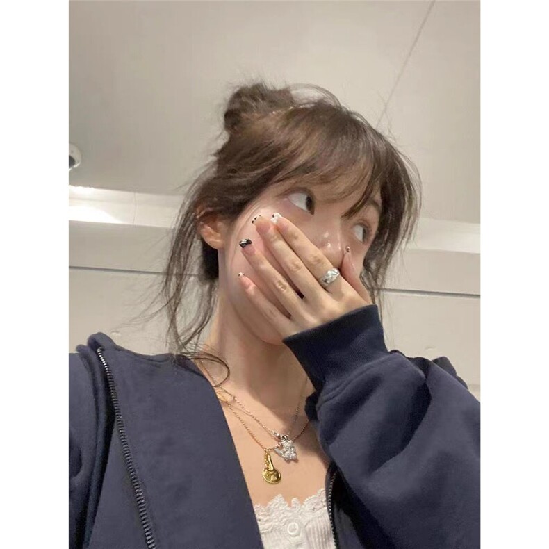 奶系卫衣外套拉链的oversize连帽开衫女款春秋款奶糯风,女装短外套,星座506A