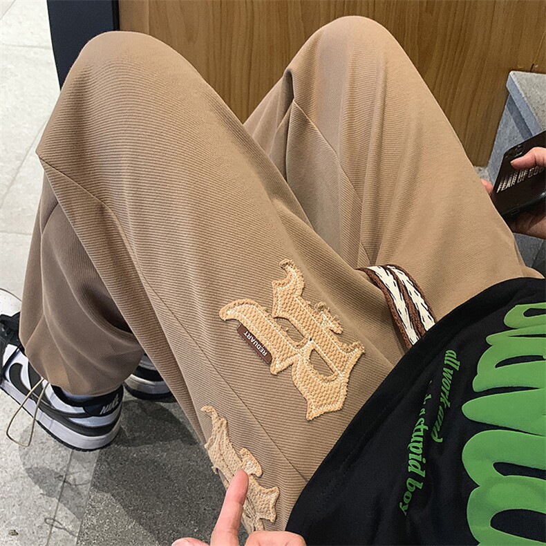 2023秋季青少年刺绣撞色裤绳百搭休闲裤可束脚长裤男士K7406-P70,男装休闲裤,电商A441-1