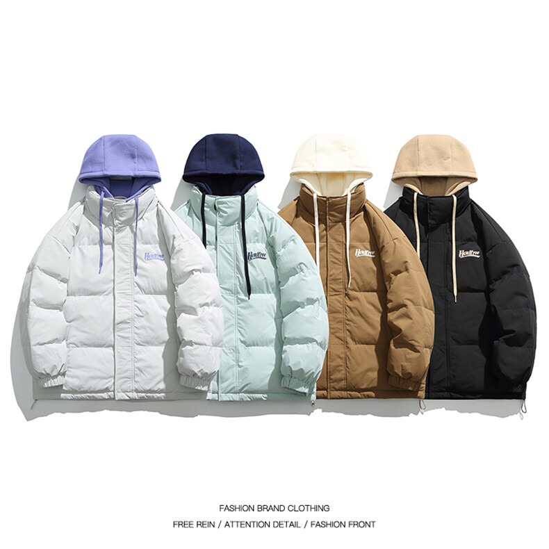 2024秋冬新款高品质印花拼接假两件连帽棉服外套 A436-2802-P150图片