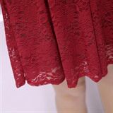 优雅红色蕾丝连衣裙显瘦修身时尚气质甜美淑女风，女装连衣裙，贵人树