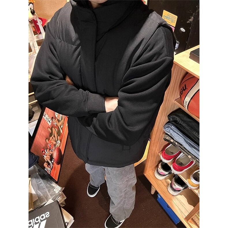 现货5W件冬季三防硬挺boxy短款立领棉衣马夹外套加厚马甲保暖棉服,男装棉衣,电商A486