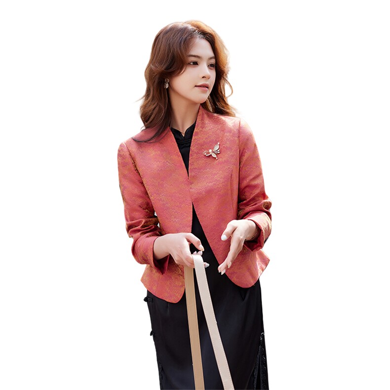 婵米儿法式小西装小香风外套2025秋季新款旗袍搭配显瘦上衣女,女装短外套,婵米儿