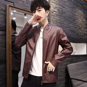 春秋韩版潮流帅气修身PU皮衣男短款青年皮夹克机车服外套813-P55图片