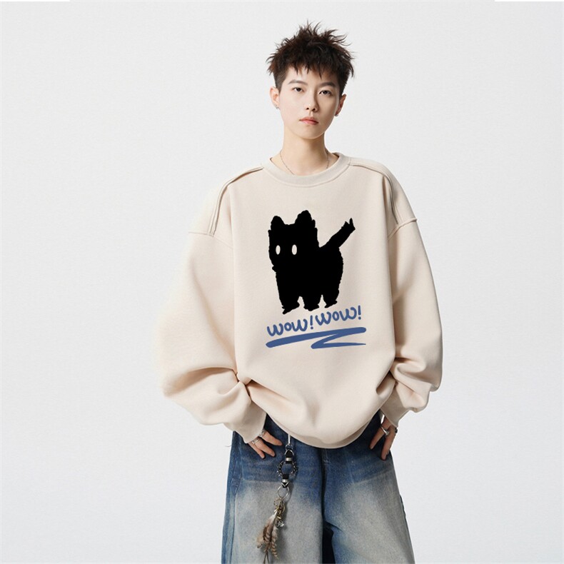 得物供货、重磅420克现货圆领卫衣宽松HD019-1-WY2760LL-P35,男装卫衣,电商019-1