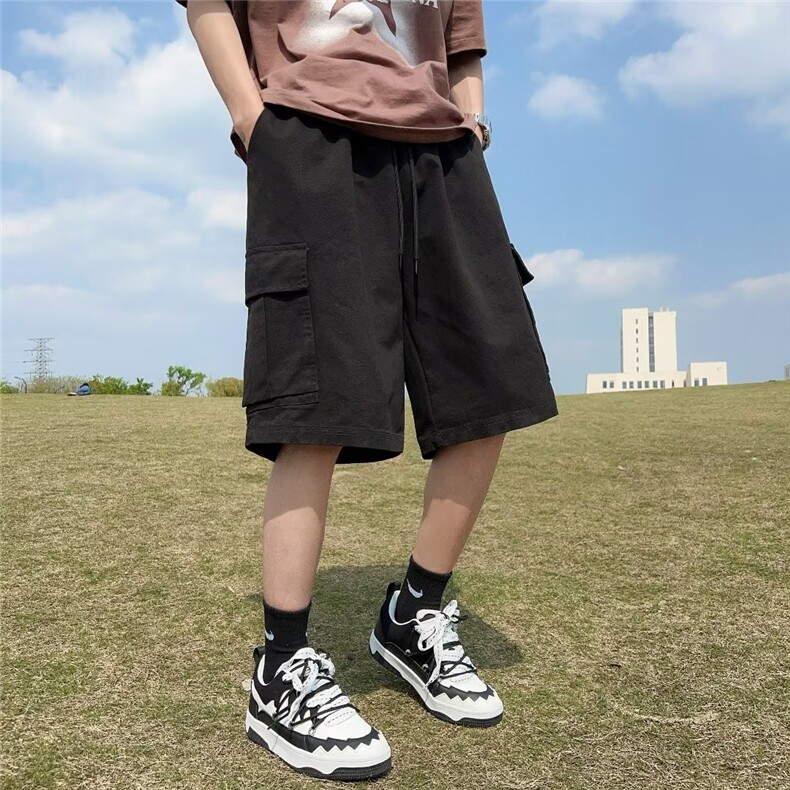 工装五分裤男港风潮流贴标大口袋个性2023夏新款ins短裤K4008-P34,男装休闲裤,星座412-3