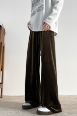 8XL-M加绒美拉德宽松金丝绒阔腿裤垂感拖地裤K993P55加绒65控78，男装休闲裤，电商D206-1