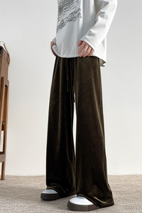 8XL-M 加绒美拉德宽松金丝绒阔腿裤垂感拖地裤K993P55加绒65控78图片