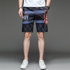 2023夏季新款男士时尚印花短裤男薄款宽松休闲裤时尚潮流五分裤子,男装休闲裤,电商B212（原钱塘6029）