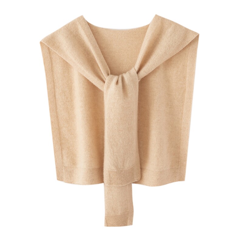 2025年秋季新款百搭女士小方形系带披肩，披肩，戎咖羊绒
