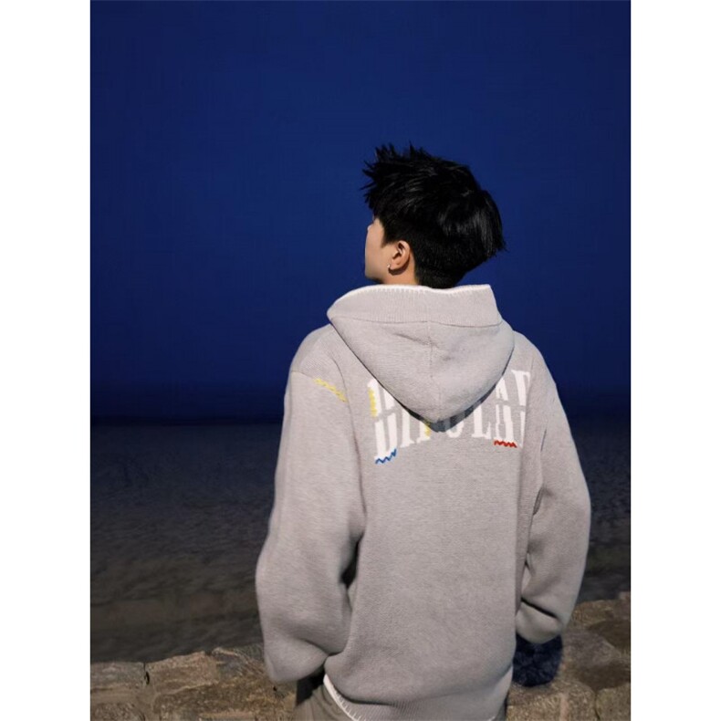网图刺绣连帽针织衫男高级感卫衣美式复古情侣外套MY030-特P75,男装针织衫/毛衣,星座1007（原301D）