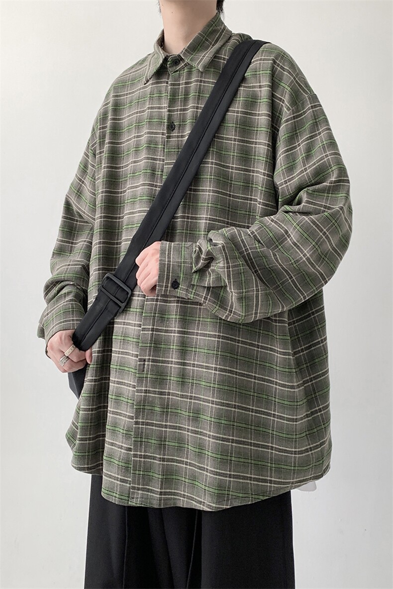 男生格子长袖衬衫KD628-P30,男装衬衫,电商D312