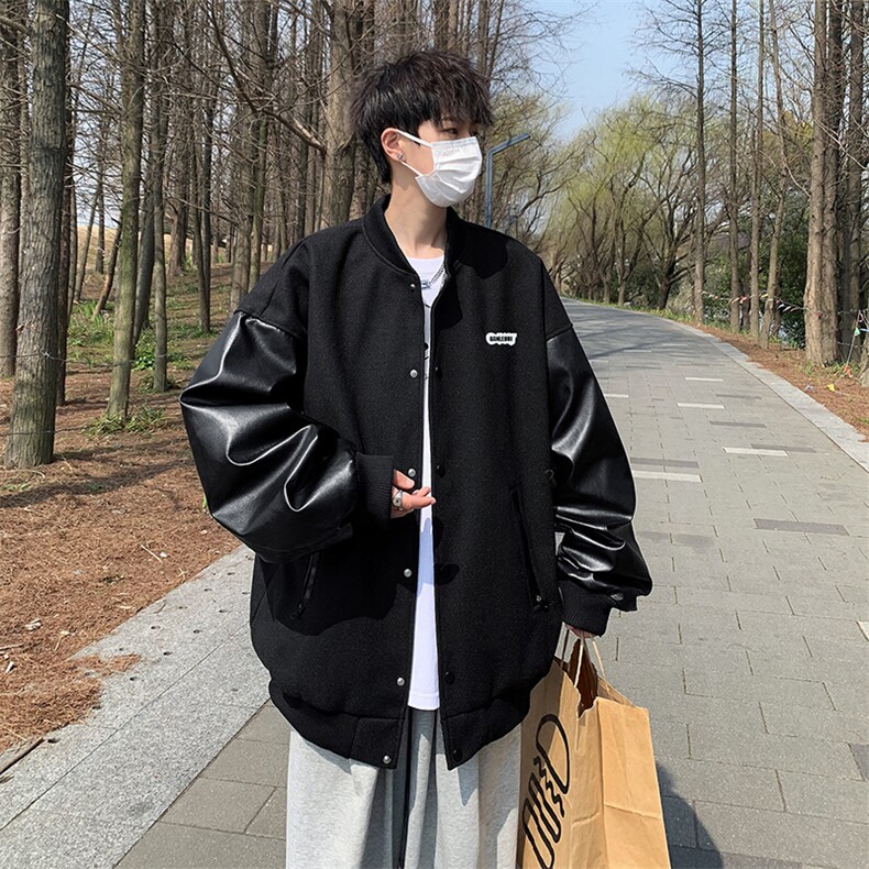 夹克男韩版潮流痞子帅拼皮2026春秋新款ins宽松百搭外套W4769-P53,男装夹克,星座412
