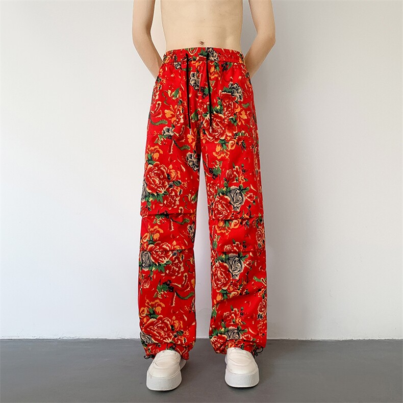 XK99东北大花休闲裤哈伦运动褶皱设计男女可束脚长裤团队表演长裤，男装休闲裤，星座115A(原星座507）