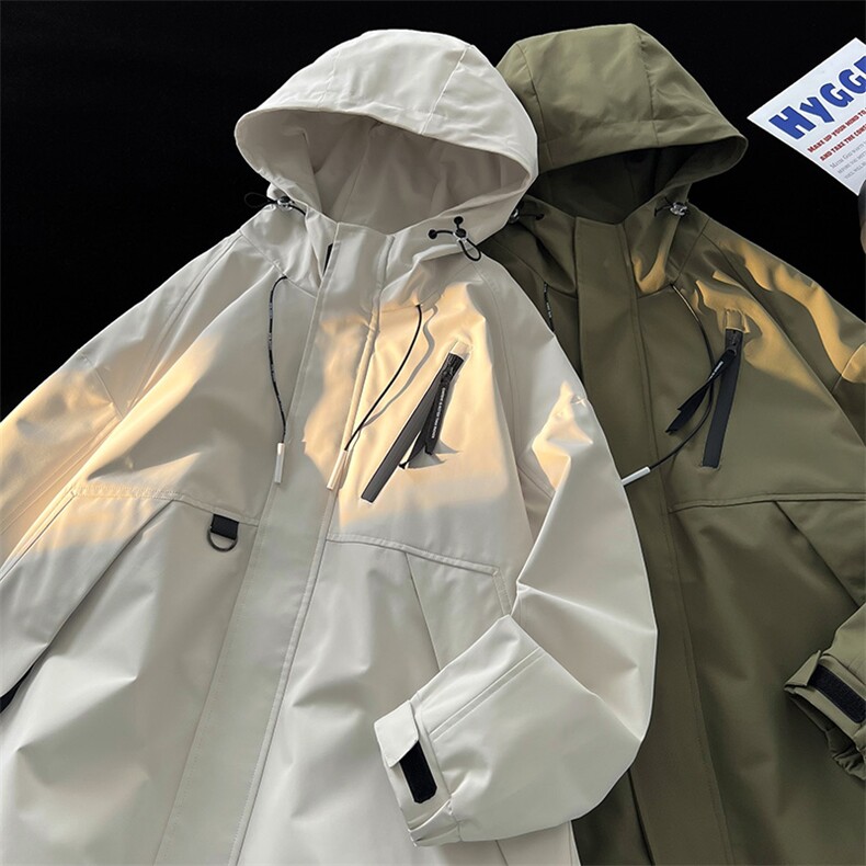 春秋新款男士宽松工装连帽夹克防风防水冲锋衣JK8303-P65,男装夹克,电商B306