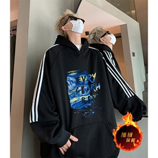 抖音得物供货提供视频秋冬重磅美式宽松织带连帽卫衣04179，男装卫衣，电商A486