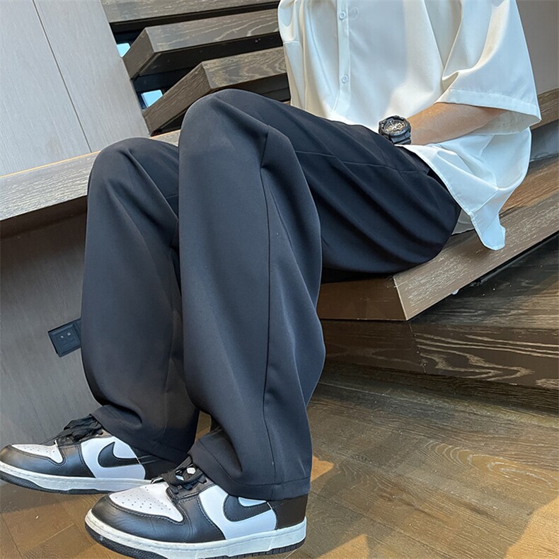 2025春季新款垂感休闲裤男宽松直筒九分裤纯色百搭西裤K227-P50,男装休闲裤,电商B278