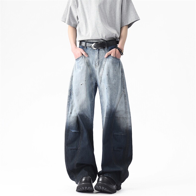 WD920-风格店数据款渐变洗水弯刀牛仔裤(P65X98)3,男装牛仔裤,电商C315