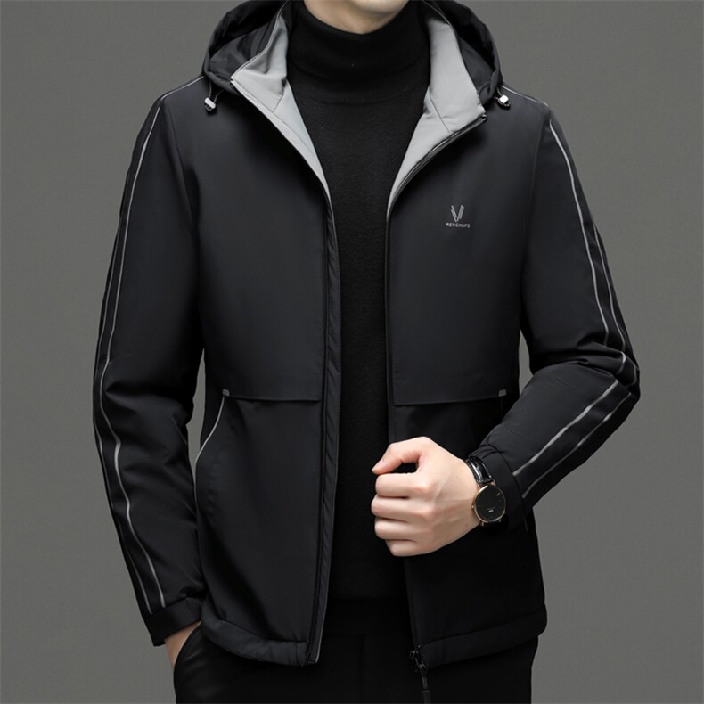 冬季新款中年男士商务休闲羽绒服爸爸装厚款保暖可脱卸帽外套男装,男装羽绒服,电商B212（原钱塘6029）