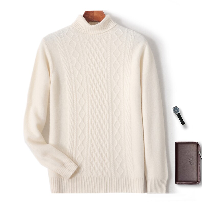 秋冬季新款舒适时尚百搭七针花型高翻羊毛衫，男装羊毛衫，牧圣羊绒