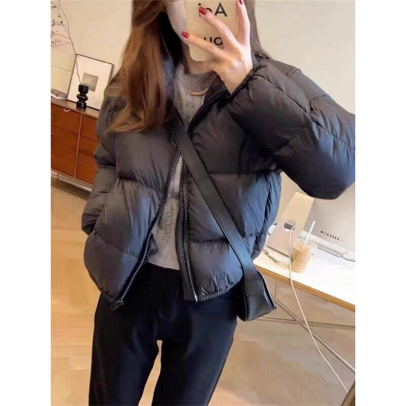 黑色立领短款羽绒棉服女冬季大码韩系高级百搭加厚面包服外套,男装棉衣,星座506A