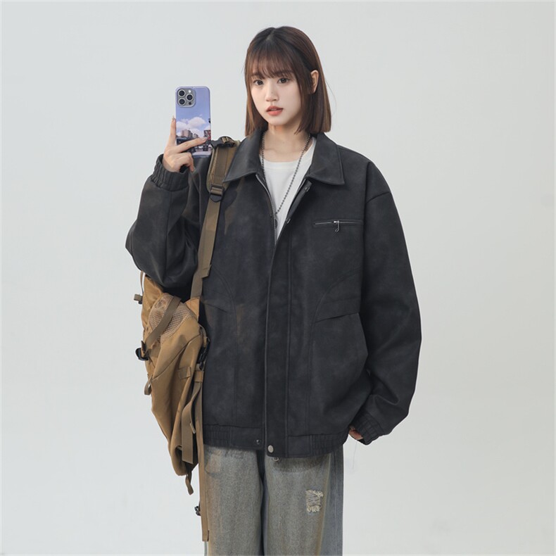 中性风PU皮工装翻领夹克2025秋季痞帅潮流外套XZ301b-2-JK2590P85,男装夹克,星座301B-2（原A443-1）