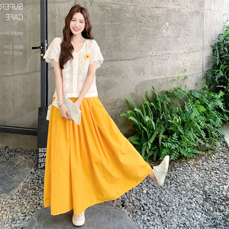 【现货】勾花镂空上衣半身裙套装2C158-6002-P145-K208图片