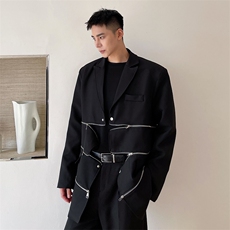秋季新款立体裁剪可拆卸拉链拼接金属西服男A345-210-P145，男装西服，电商A345