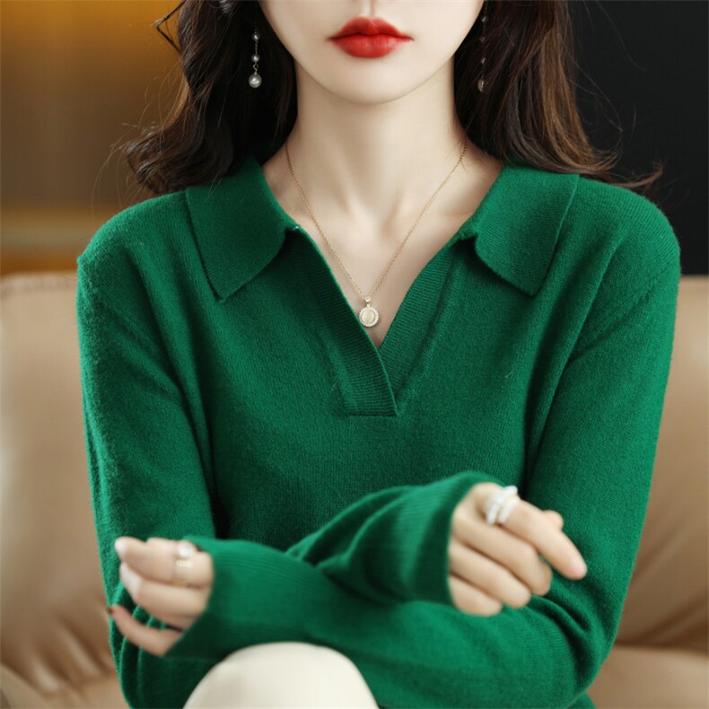 长袖纯色2024年秋季套头羊毛衫潮流百搭,女装羊毛衫,彩羽羊绒