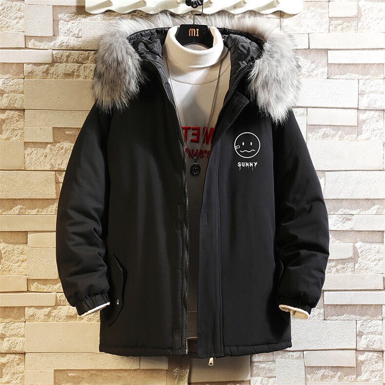 MM48072-P130 冬季大毛领衣男士大码加厚袄男服 砖墙图片