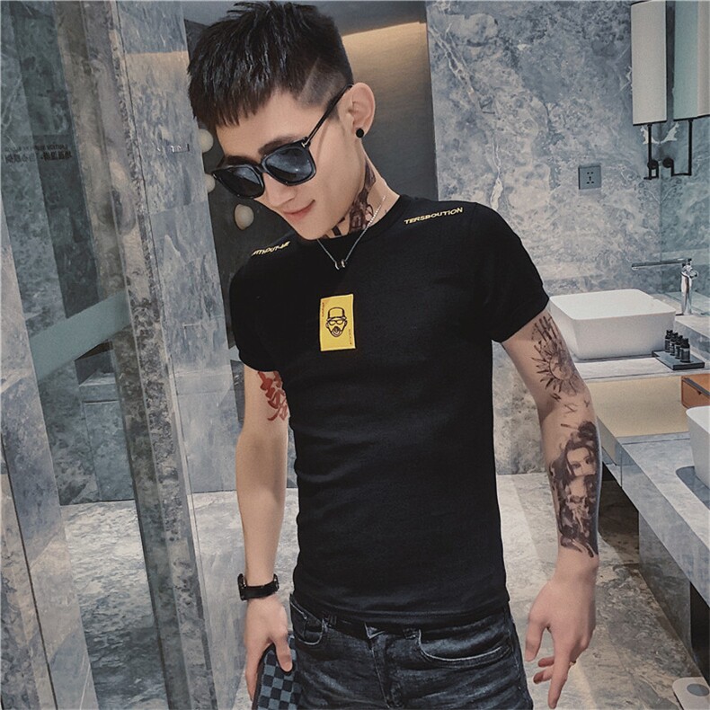 夏季男士短袖T恤刺绣衣服潮网红社会小伙半袖体恤C301B-DT18,男装T恤,电商C301B