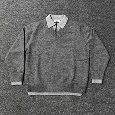 1506-1/M50121/P71美式复古假两件毛衣男款冬季翻领老钱风针织衫，男装针织衫/毛衣，星座1506-1
