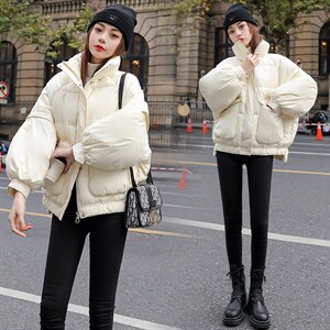 新品冬装2021面包服韩版时尚宽松短款女90%白鸭绒羽绒服外套图片