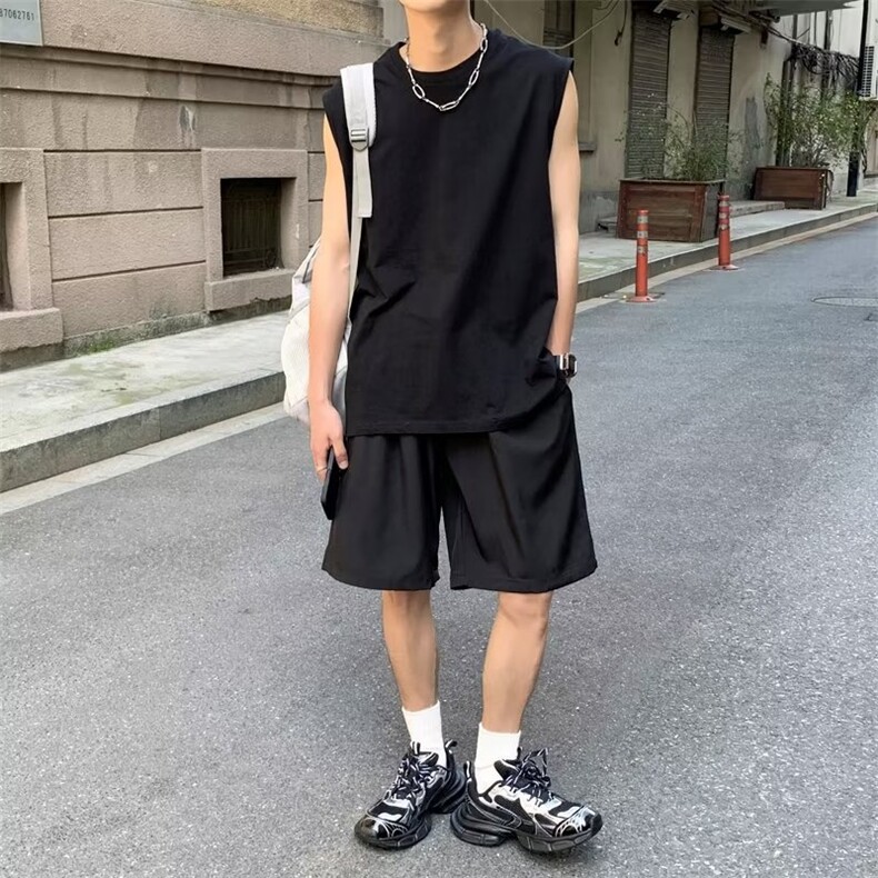 新款百搭原宿男简约气质ins时尚休闲套装HK135P35图片