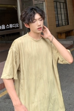 8XL-M特大码夏季短袖冰丝皱感透气T恤男潮垂感宽松半袖DX305P45，男装T恤，电商D206-1