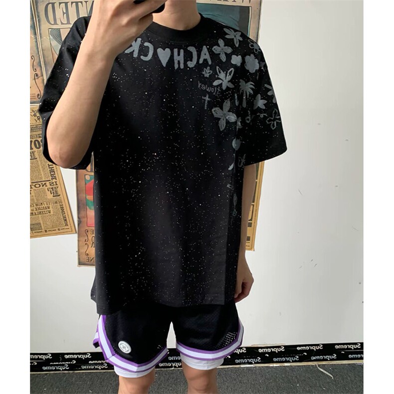 万针全刺绣工艺抖音得物高品质260克重磅纯棉双纱美式高街短袖T恤图片
