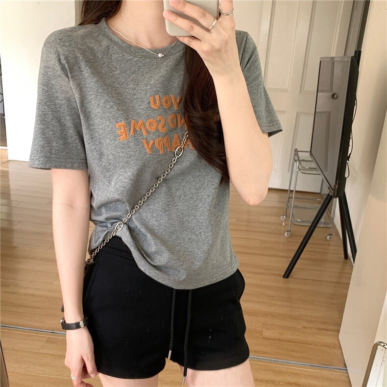 TT065-P35t恤女夏2025新款设计感刺绣花圆领上衣韩版女装,男装T恤,星座911-3