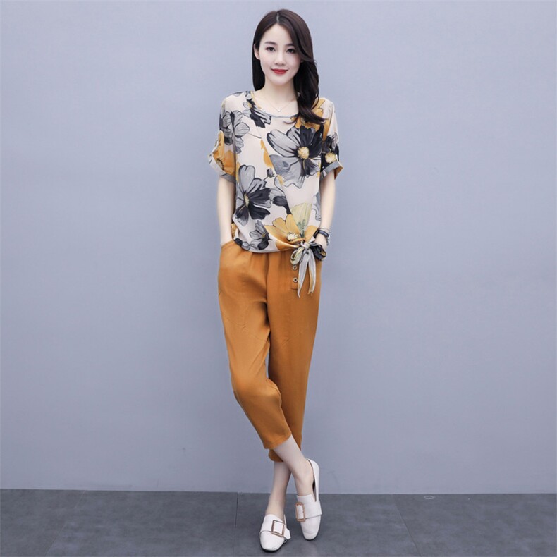 新款气质时尚潮流套装/套裙短袖夏季宽松圆领优雅,女装套装/套裙,施恩睿棋