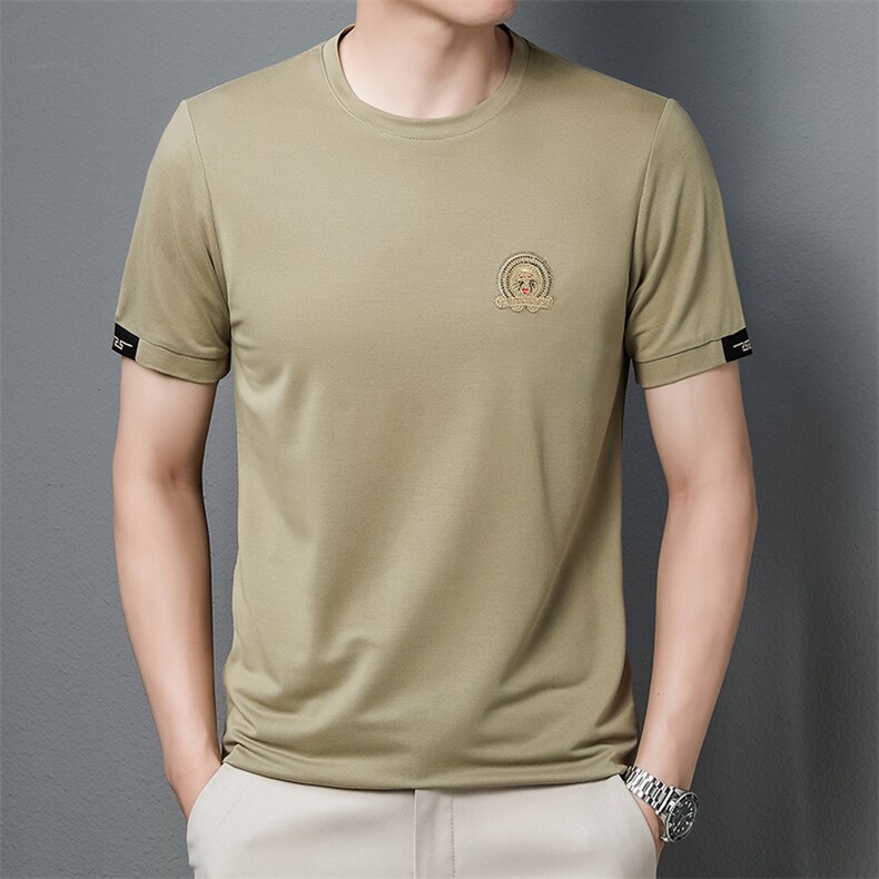 男士短袖T恤2023新款圆领纯色薄款潮牌欧版装半袖上衣 ZL1281-P45图片