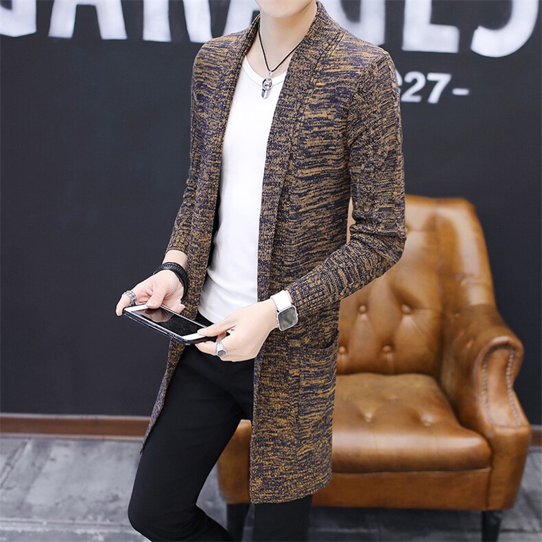 Y9309男士毛衣线衣针织开衫男潮修身中长款披风针织外套男,男装针织衫/毛衣,电商D310（原电商305）