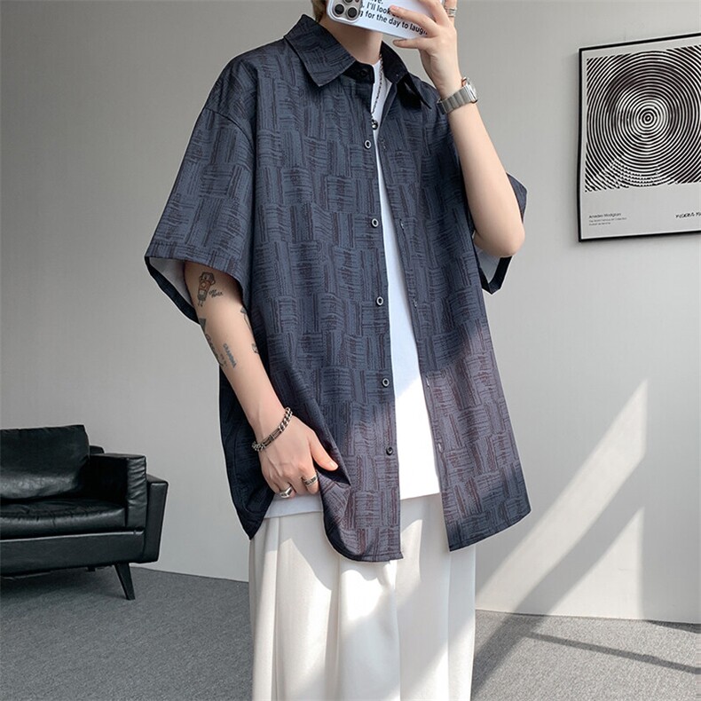 8XL-M花衬衫男款短袖夏季冰丝薄款花衬衣大码寸衫外套DC28013P38,男装衬衫,电商B312
