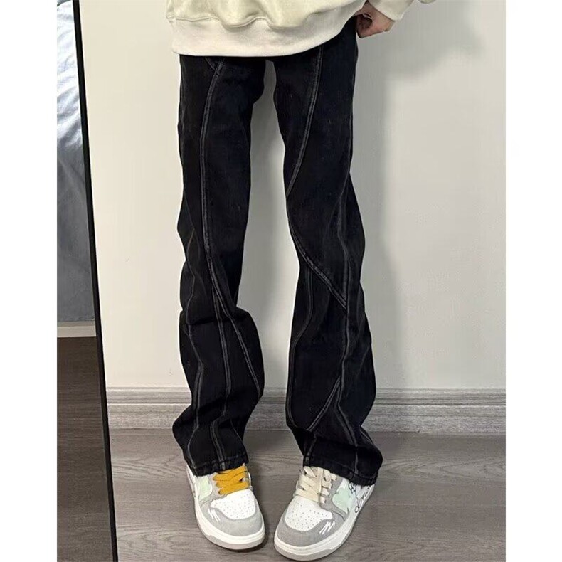 美式复古水洗小众结构设计牛仔裤百搭痞帅直筒裤KZ473059--TP40，男装牛仔裤，电商A247C