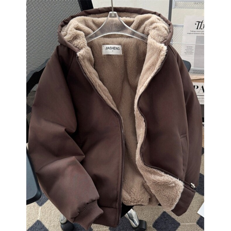 小众座山雕毛绒连帽卫衣双面穿外套情侣棉服M9922,男装棉衣,星座1116A（原606A-3）