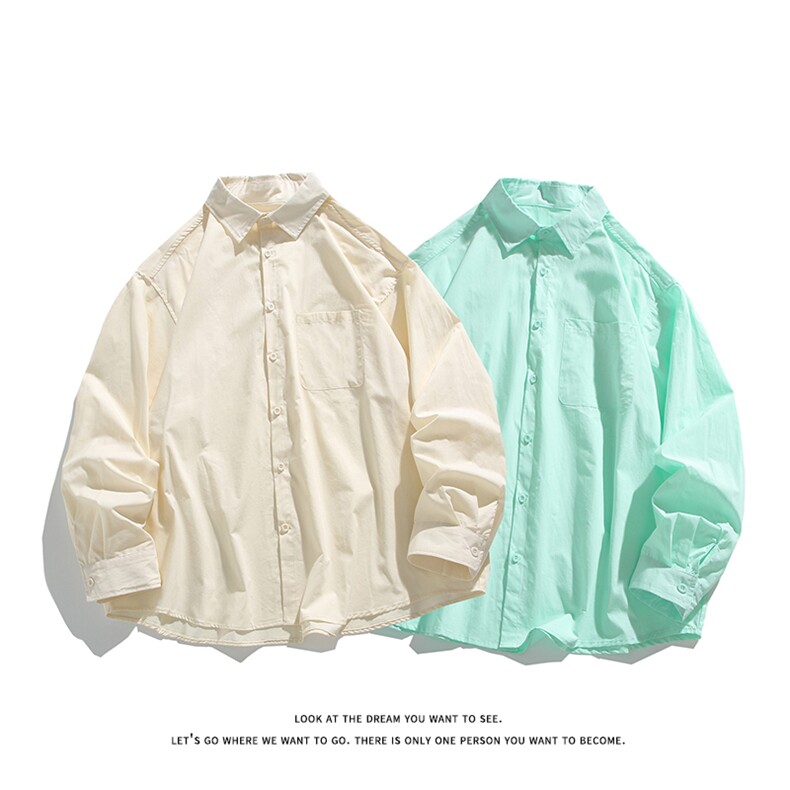夏季薄荷曼波绿色慵懒风衬衫男薄款防晒长袖衬衣外套C2242-特价46，男装防晒衣，电商A007