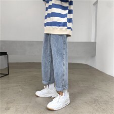 潮牌男士牛仔裤潮流宽松直筒cec超火港风休闲百搭女九分裤k29-p40，男装牛仔裤，星座1008-2