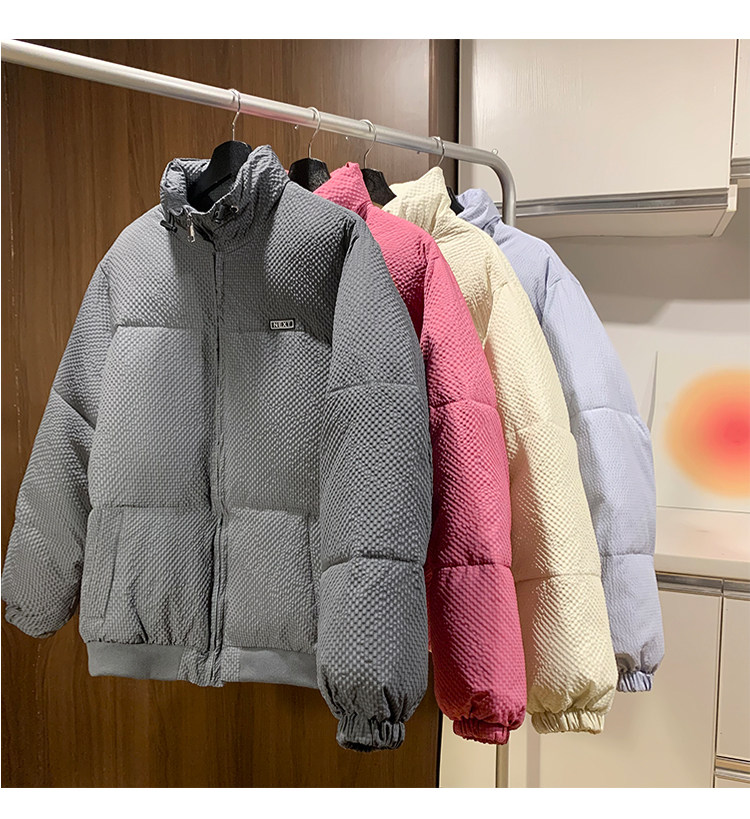 隐条泡泡格冬季立领面包服外套男女冬季中性风情侣棉衣2024新款,男装棉衣,电商C306-1