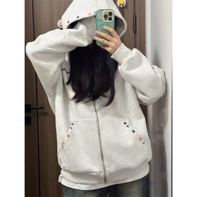 现货1014-1WY003TP75秋装重磅开衫刺绣男女生卫衣卫衣外套,女装短外套,星座1014-1