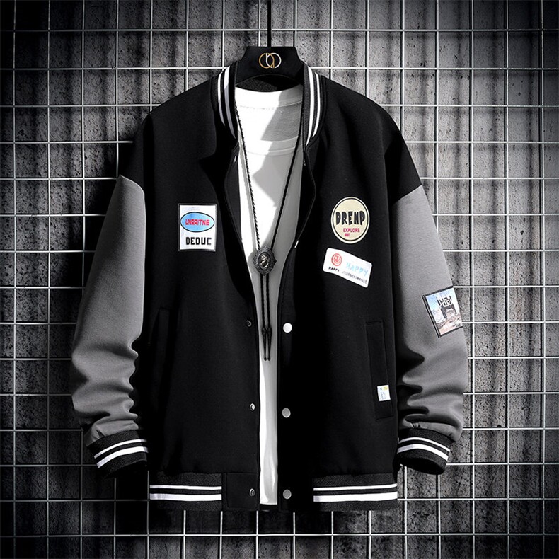 夹克男日系挂拍宽松大码棒球服贴标上衣外套DSA157B-J8080-P75,男装夹克,电商A157-1