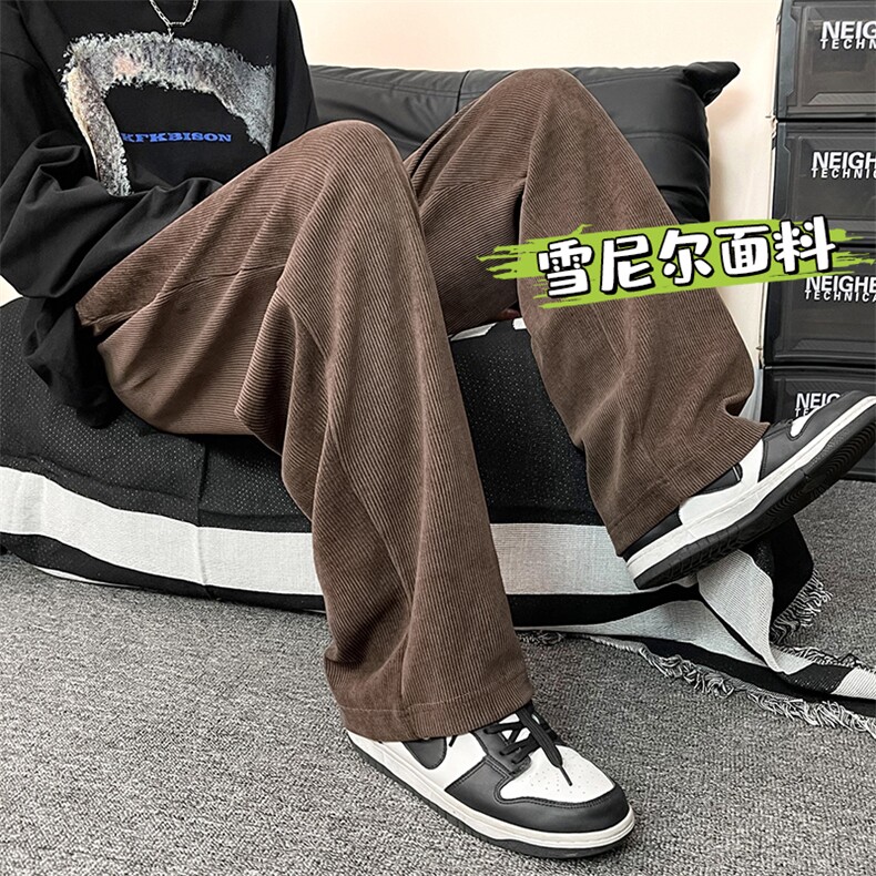 秋季雪尼尔阔腿卫裤港风休闲裤男直筒高街XD8812-P53控78图片